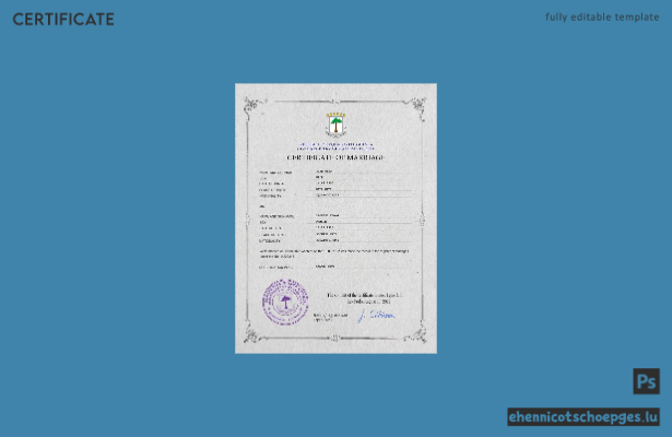 PSD-Beispielvorschau für eine Heiratsurkunde aus Äquatorialguinea